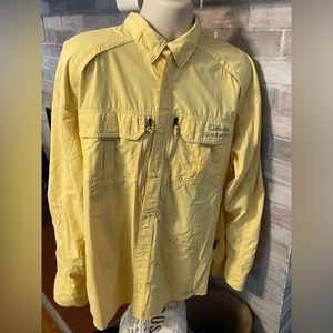 Cabela's Guidewear UPF50 Mens Long Sleeve Fishing Outdoor Shirt Yellow Vented 2X